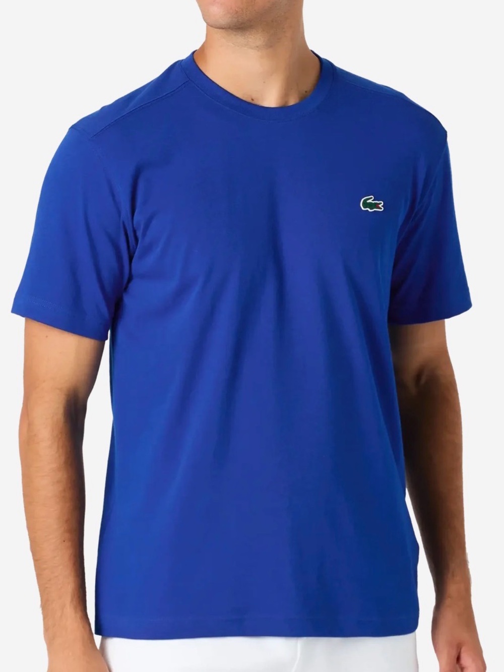 Lacoste Men's Short Sleeve Crew Tee in Blue with Green Croc
